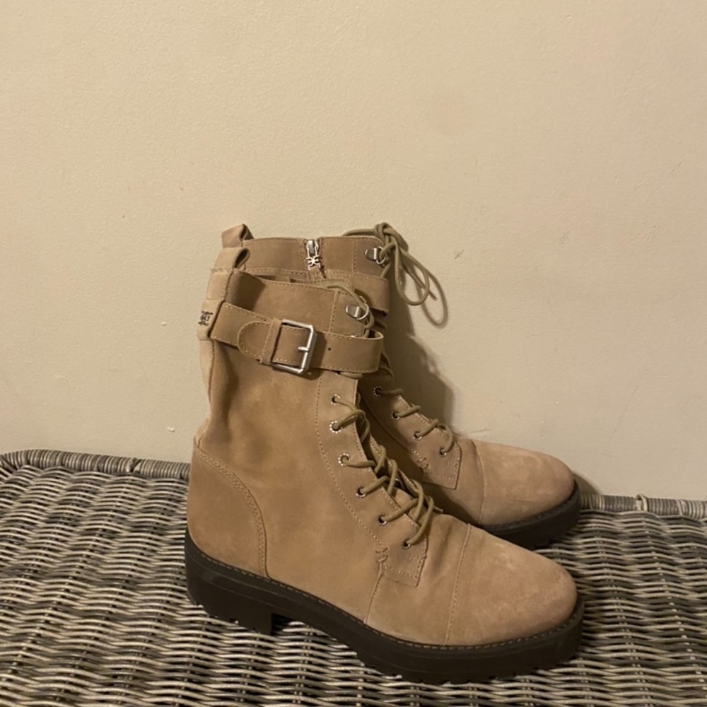 Sam Edelman junip tan suede lug sole combat boots - Picture 2 of 8
